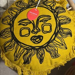 Opalhouse Jungalow 16”” Round Yellow Sun Accent Pillow